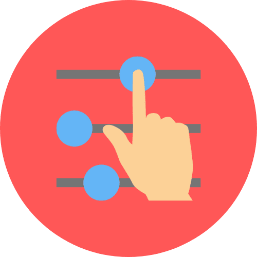 Local SEO, Local SEO and Web Design Icon - Hand Adjusting Control Panel Sliders Illustration on Bold Red Background Depicting Interior Design Modifications. Web Design, East Texas
