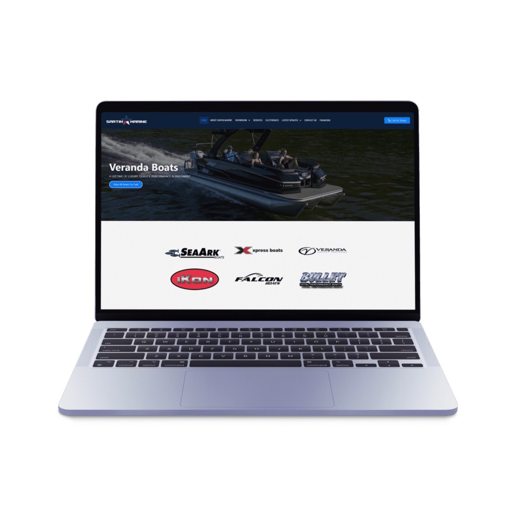 Local SEO, Get a glimpse of an enjoyable ride on a Veranda pontoon boat via our open laptop display. Experience online navigation through our family-friendly website, and imagine yourself cruising across the lake. Our locally optimized SEO and web design services make us your top choice in your area for all Veranda boat exploration needs. Discover how you can create unique family memories with Veranda boats today. Web Design, East Texas